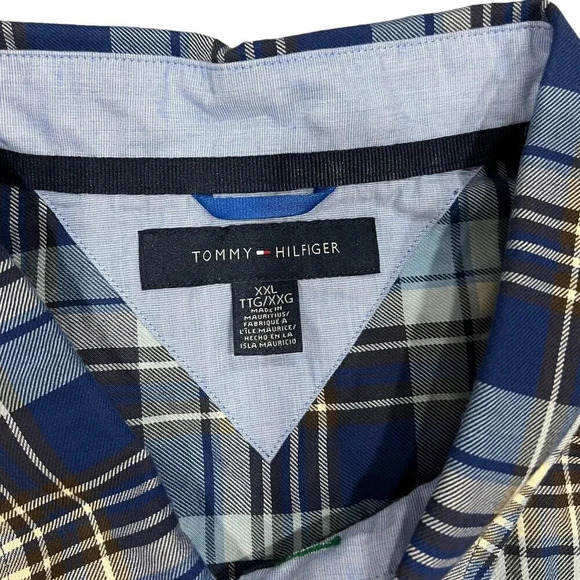 Tommy Hilfiger Blue Plaid Cotton Button Down XXL - Picture 3 of 4